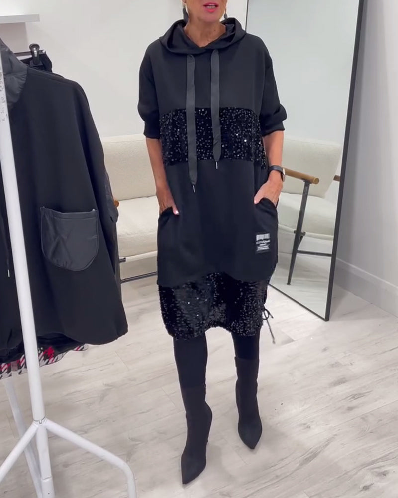 Loravynna | Trendy Patchwork Hooded Dress