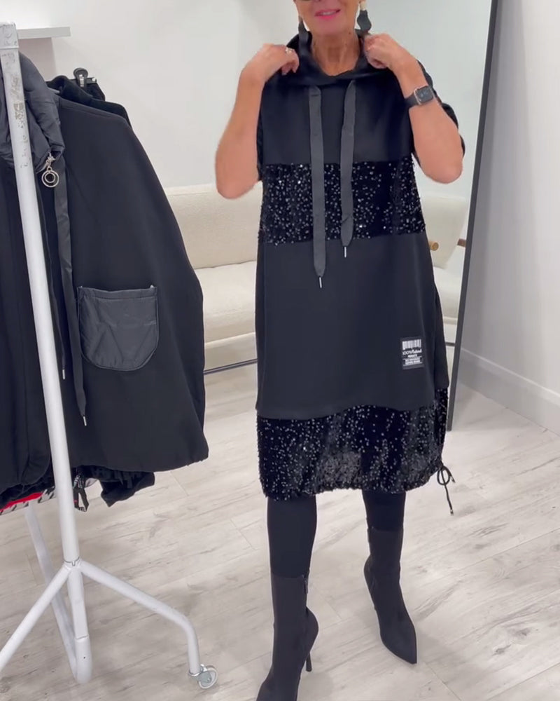 Loravynna | Trendy Patchwork Hooded Dress