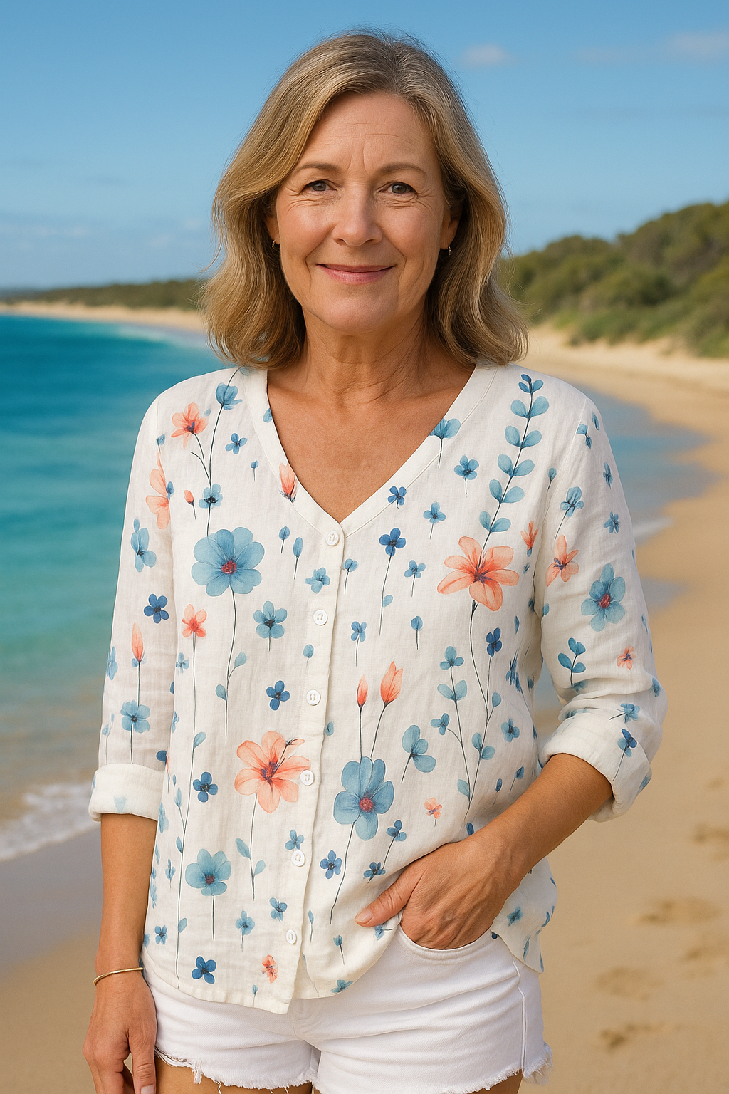 June | Floral Top - Natural Grace, Effortless Fit