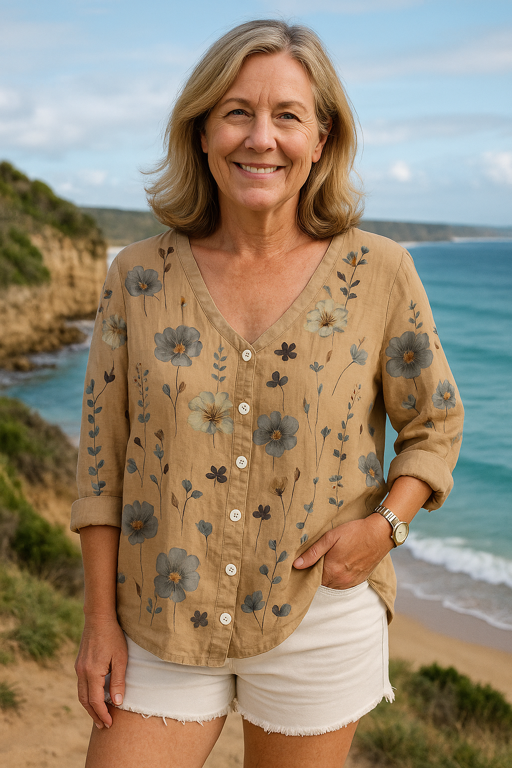 June | Floral Top - Natural Grace, Effortless Fit