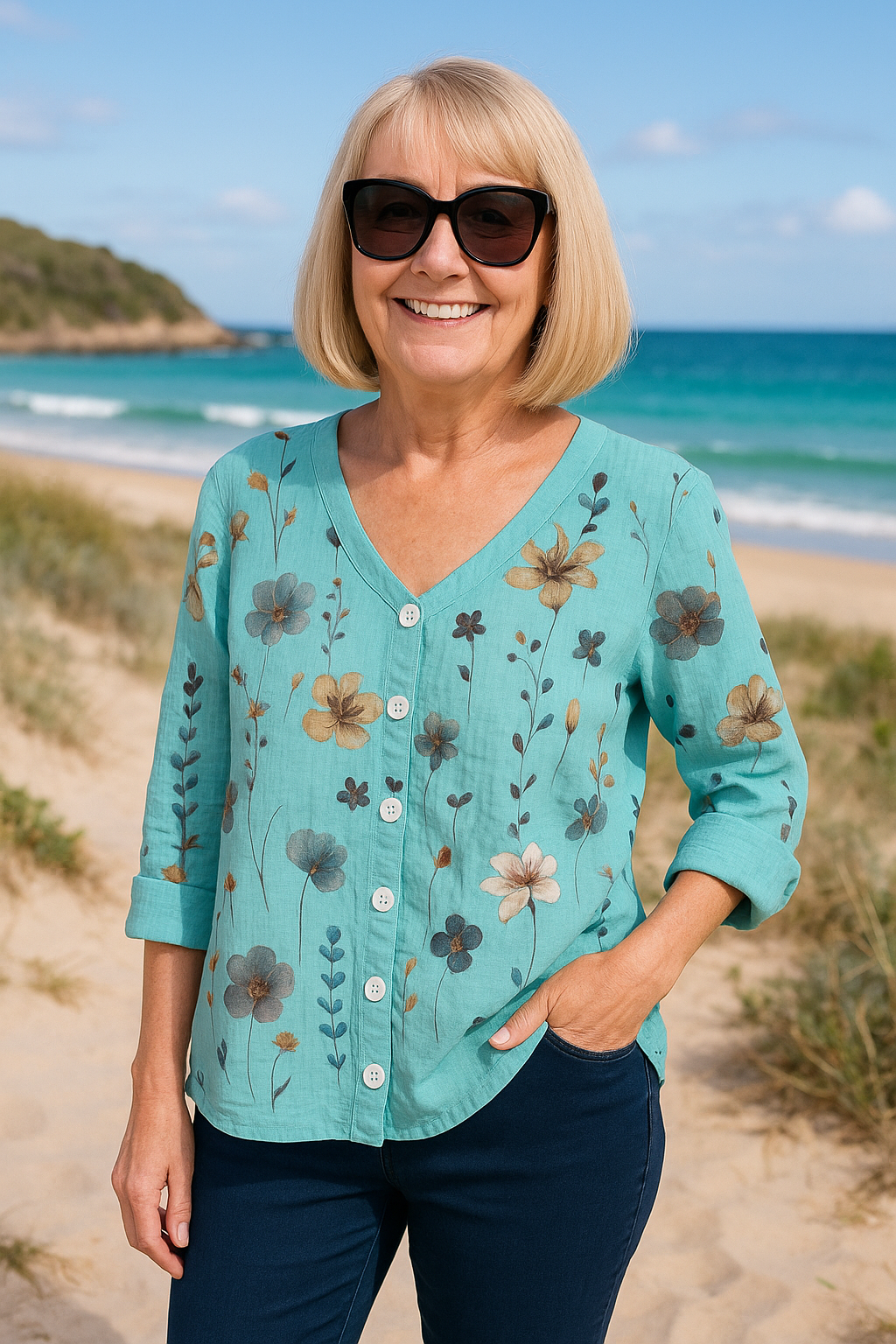 June | Floral Top - Natural Grace, Effortless Fit