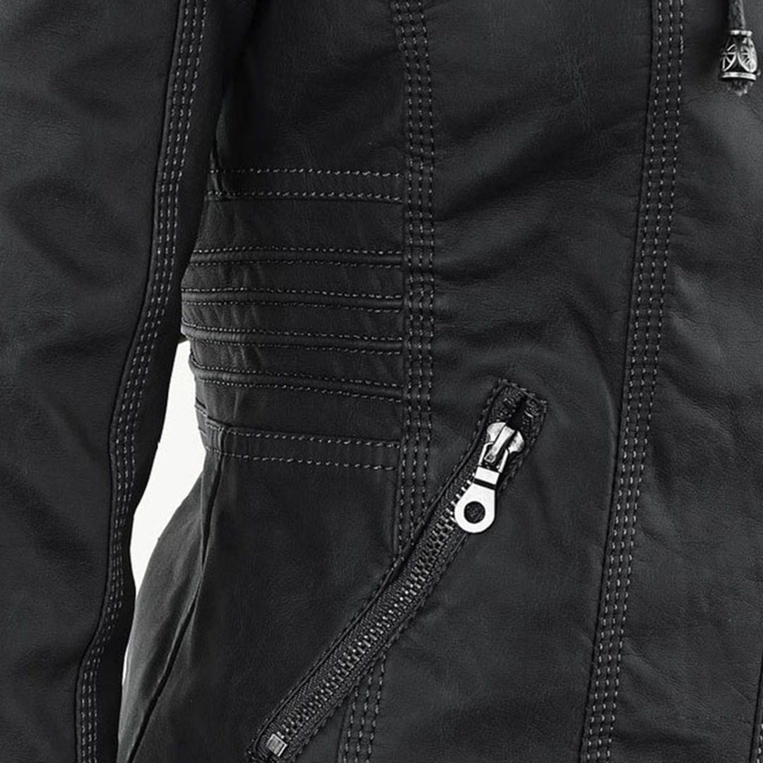 Elora | Chic Hooded Leather Jacket