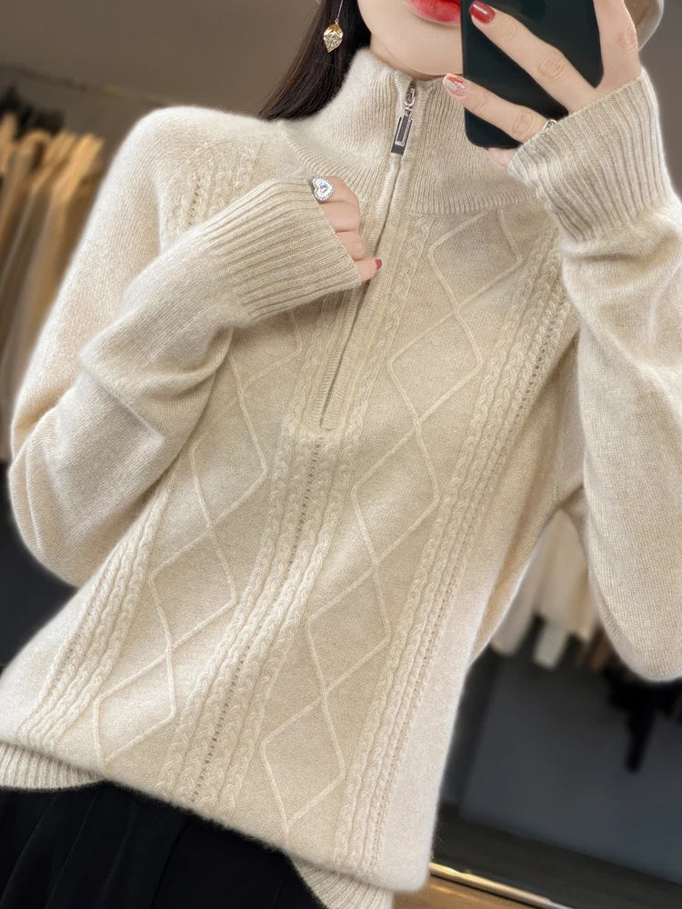 Adelina London | Cashmere Zip Neck Jumper