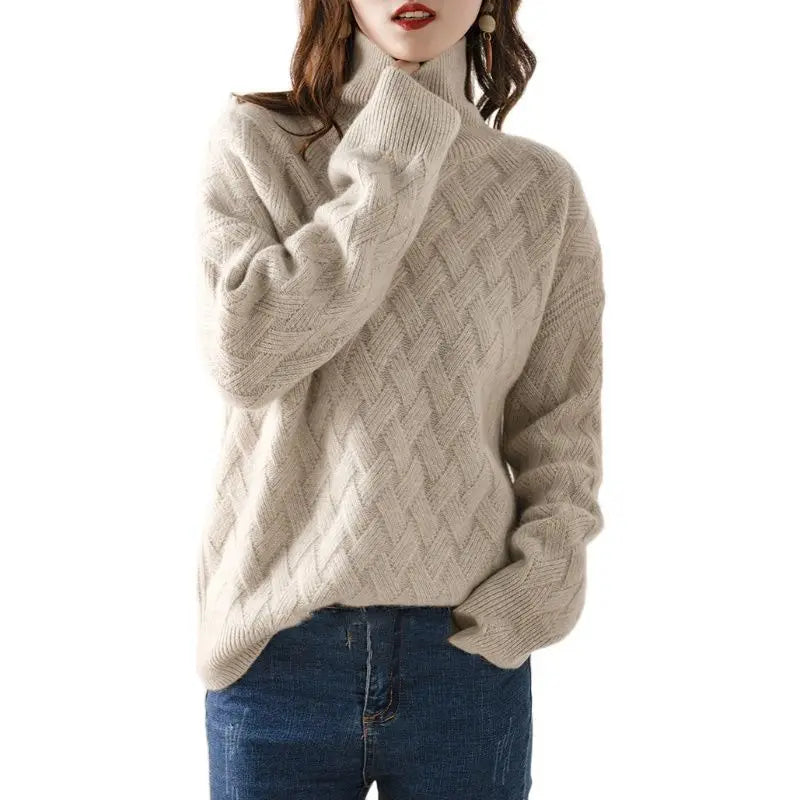 Briony London | Chevron Cashmere Roll Neck