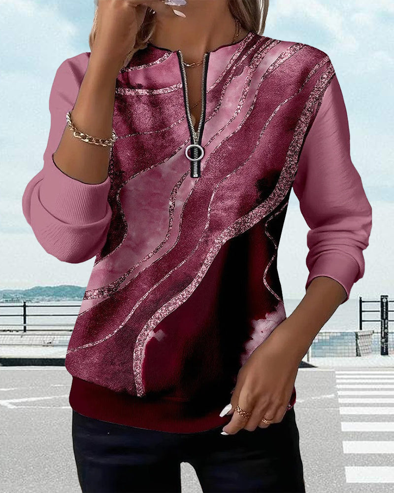 Josephine | Half-Zip Sweatshirt With Vintage Print