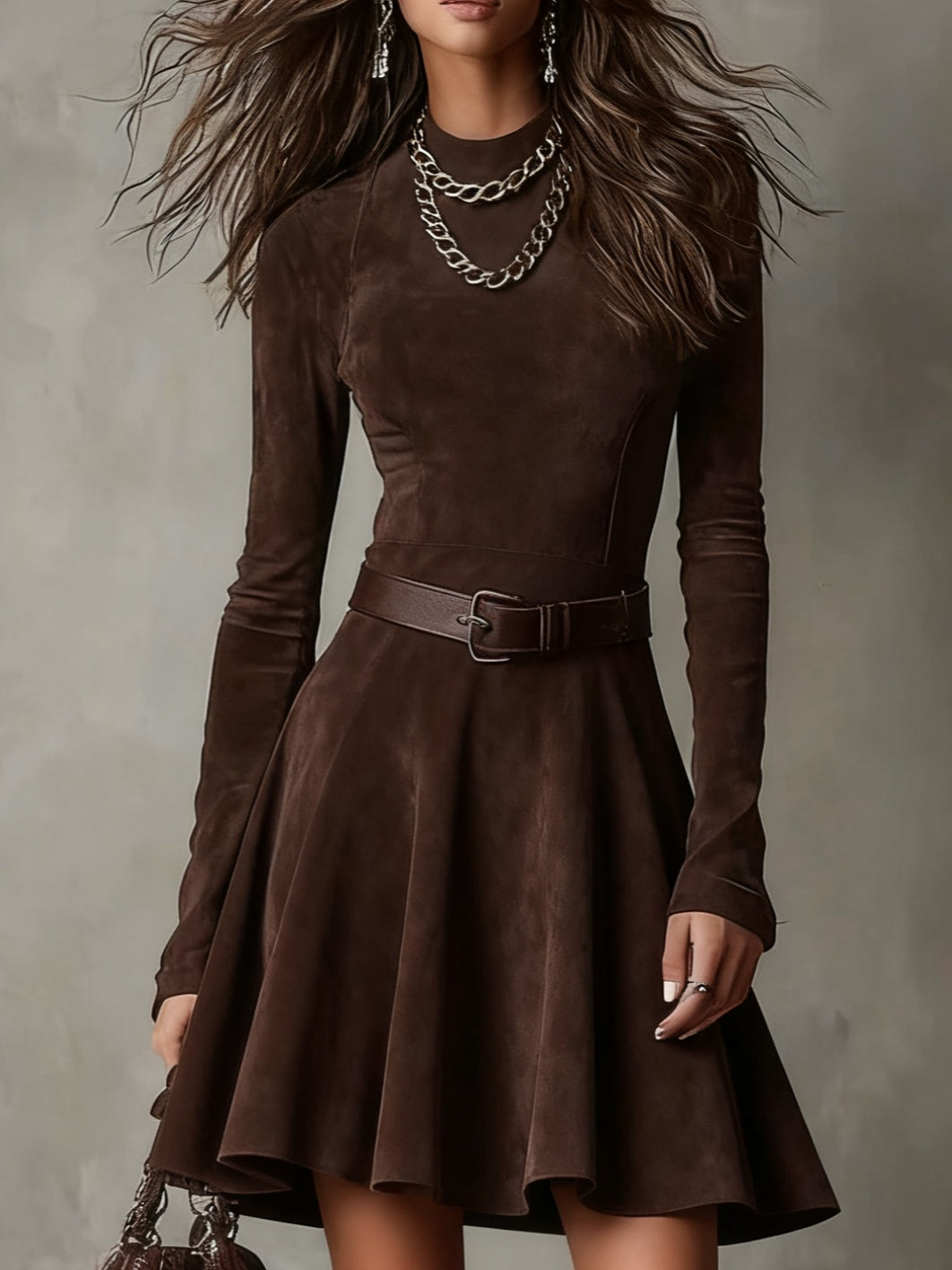Lunori™ Meredith | Vintage Suede Mini Dress