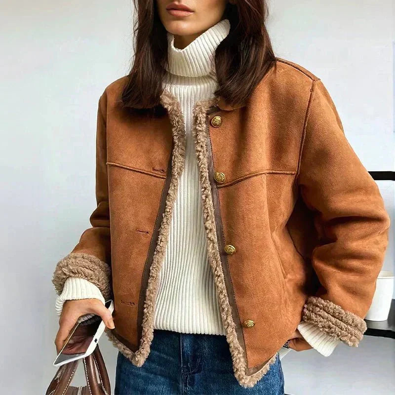ANNA | Sheepskin Jacket with Button Detail