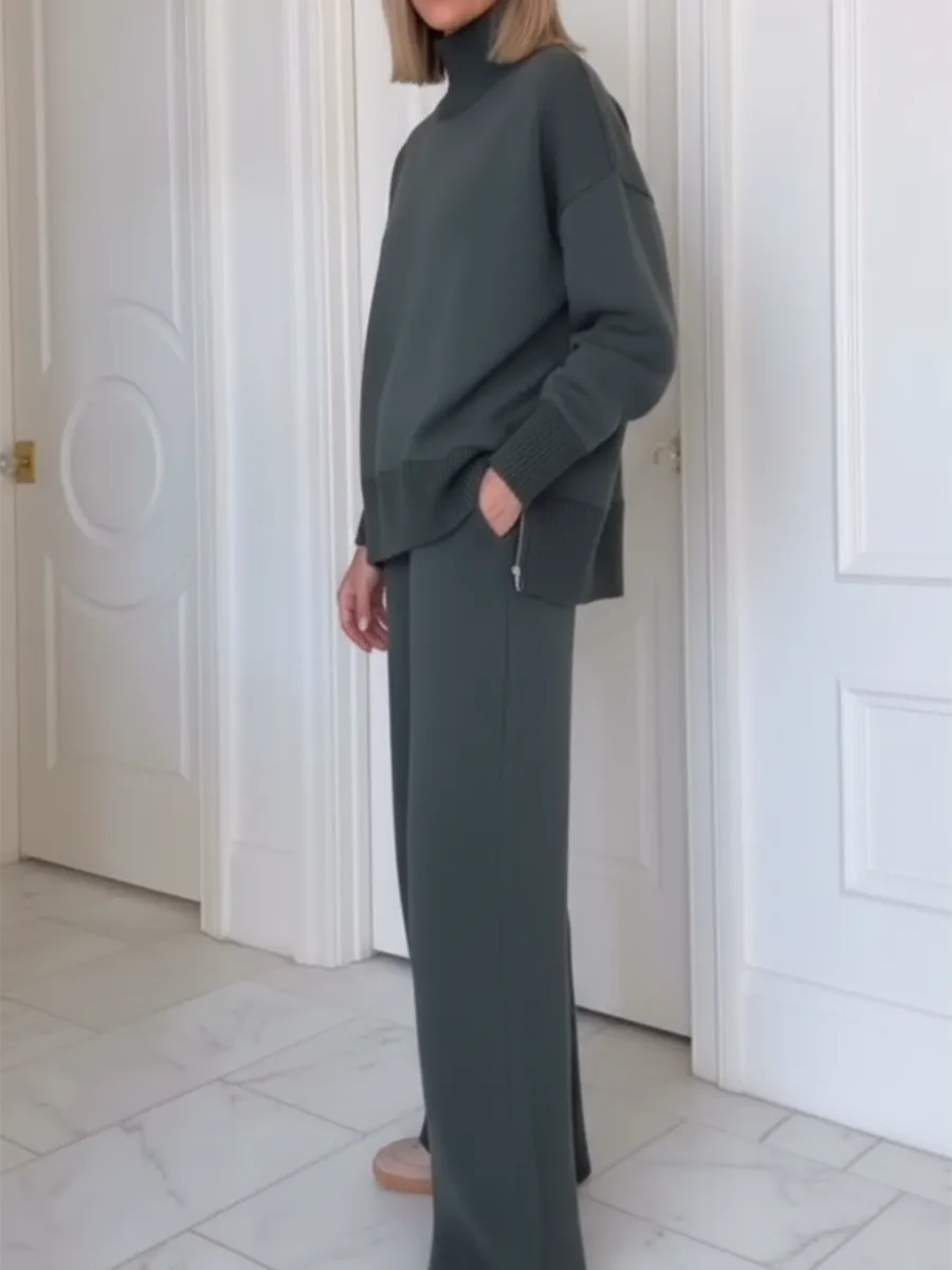 Holla I Top Straight Pants Two-Piece Set
