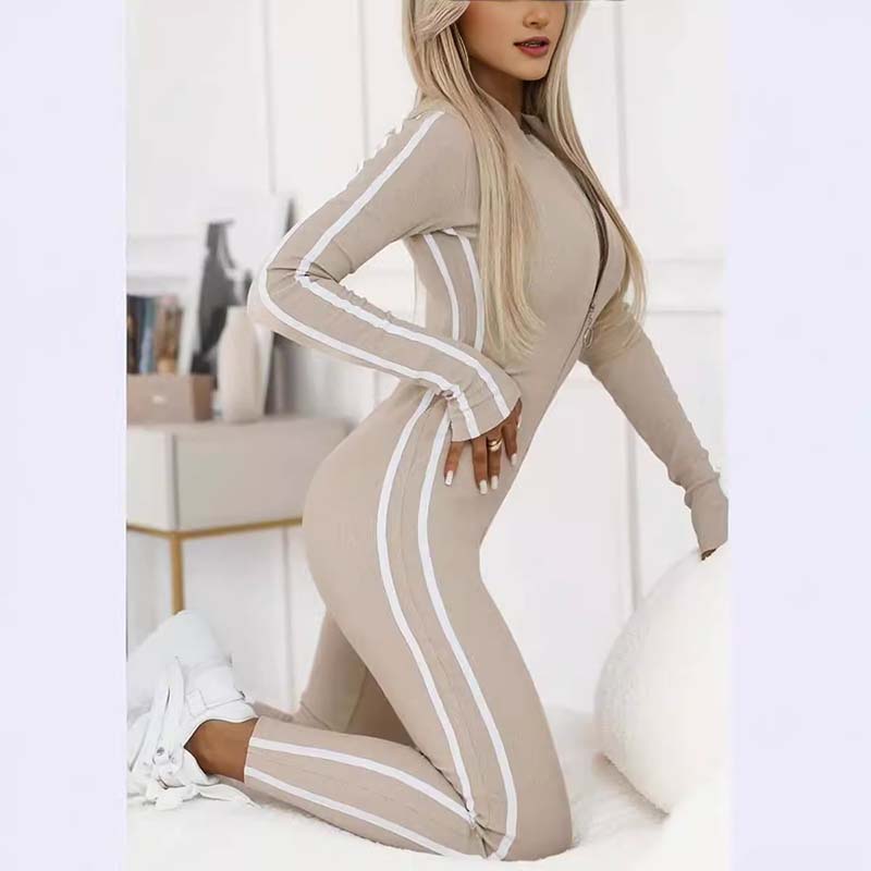 Ariana Long Jumpsuit - Long Sleeve with Sporty Zipper