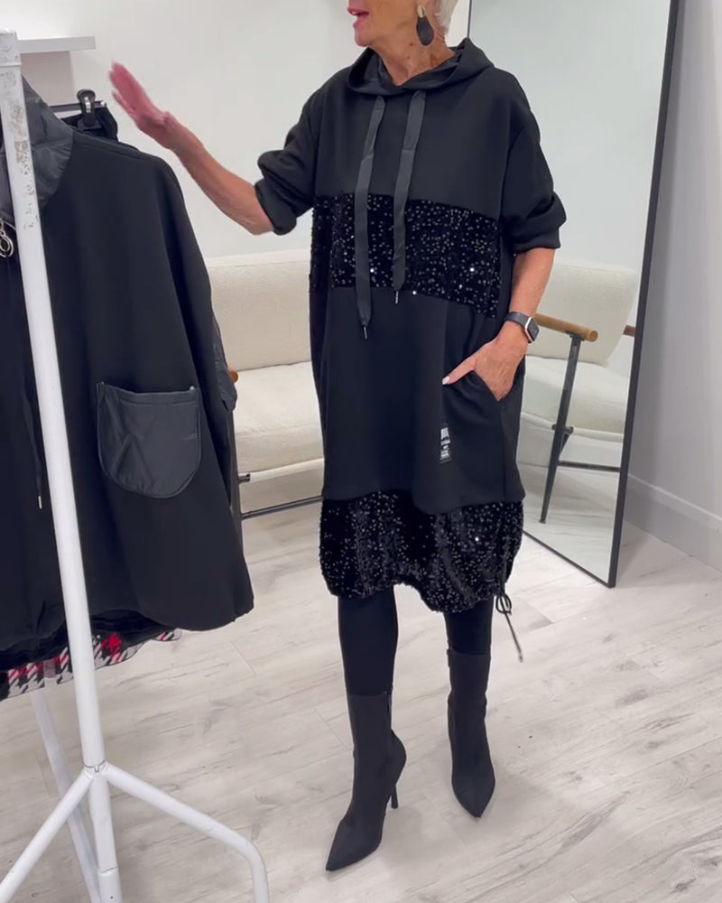 Loravynna | Trendy Patchwork Hooded Dress