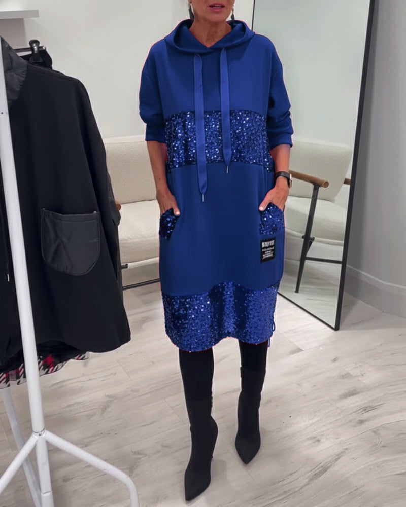 Loravynna | Trendy Patchwork Hooded Dress