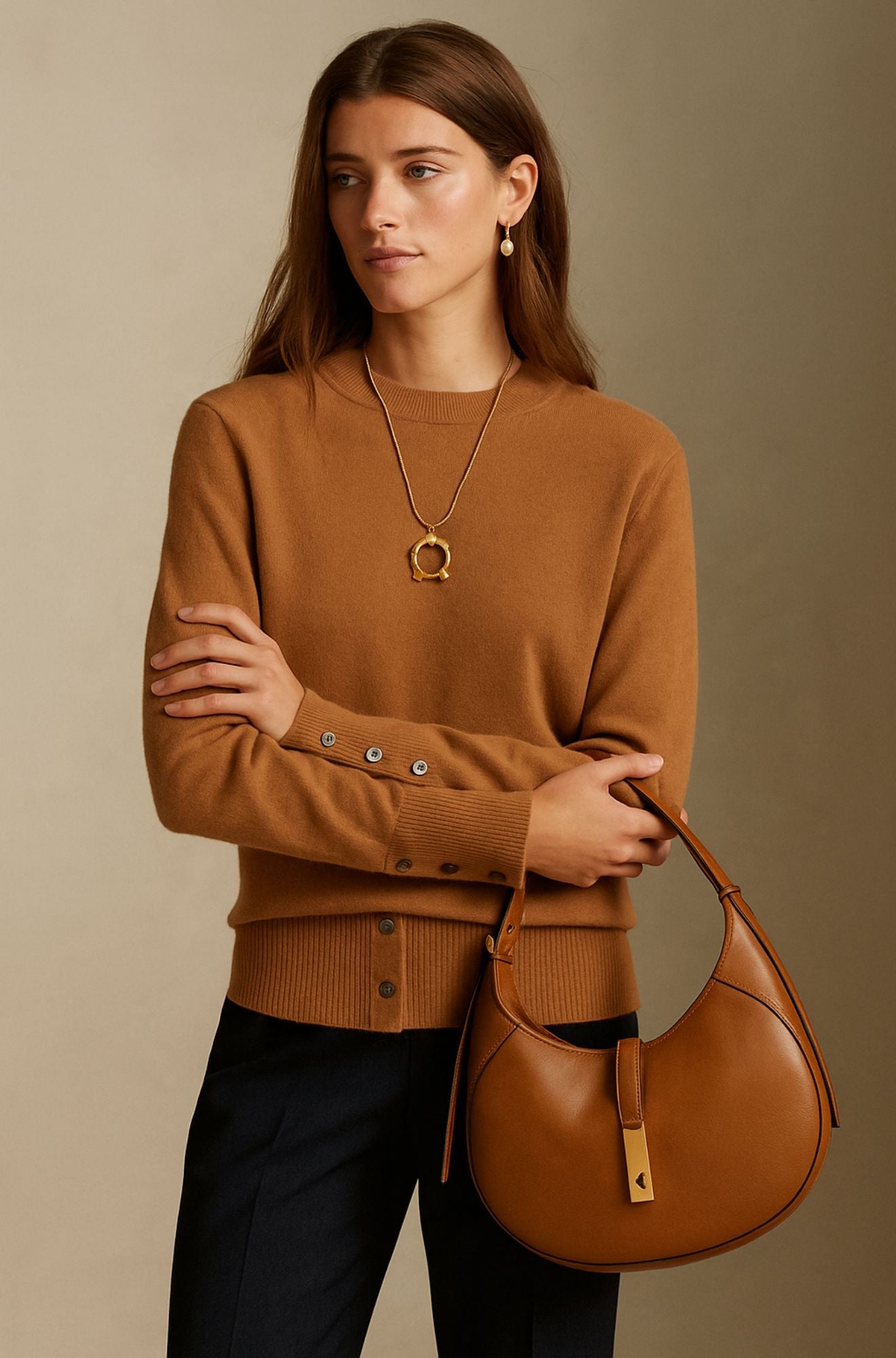 Arden Vale - 100% Cashmere Button Cuff Jumper
