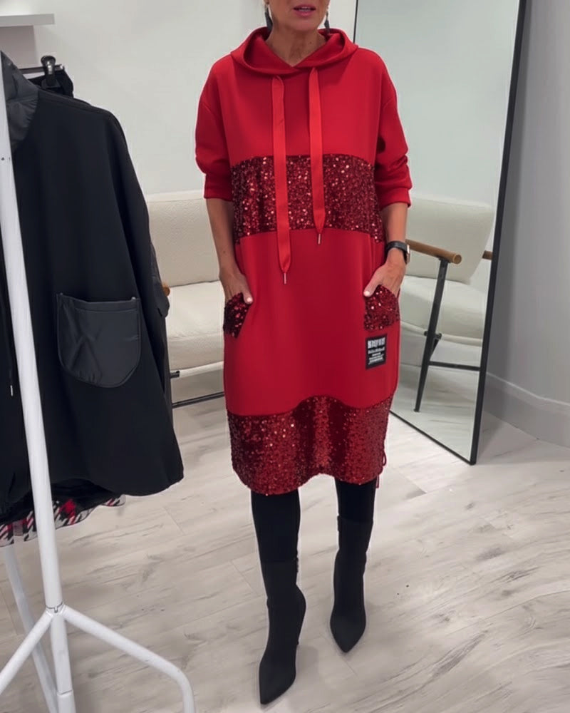 Loravynna | Trendy Patchwork Hooded Dress