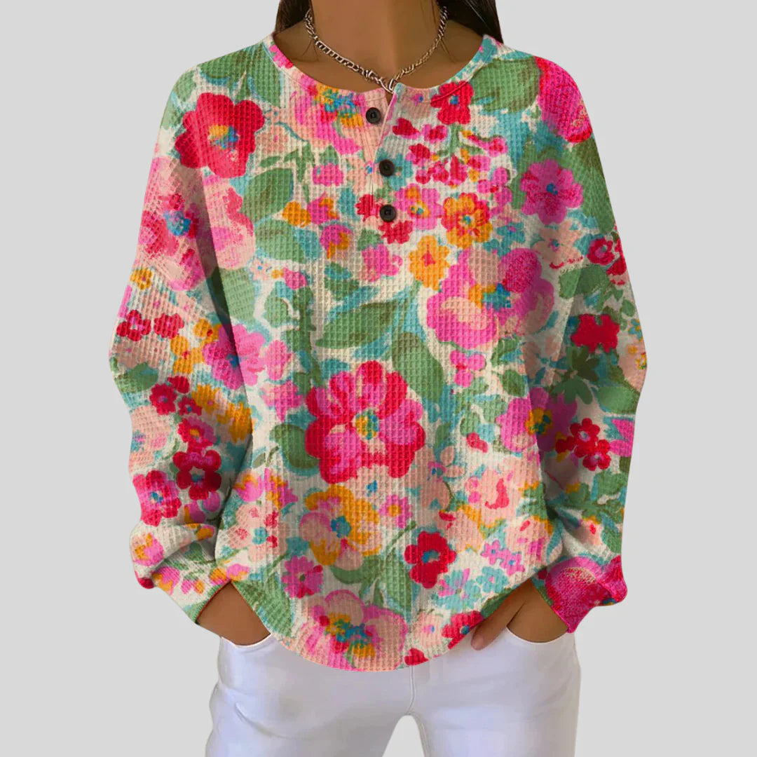 Maja | Soft Sweater with Colorful Flowers