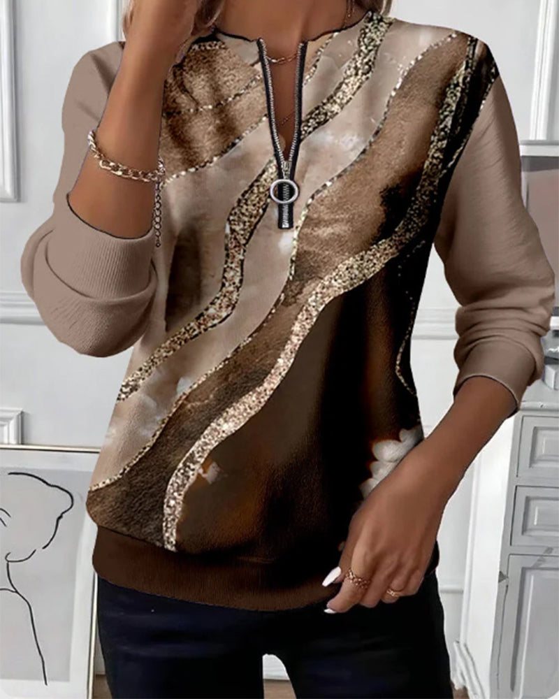 Josephine | Half-Zip Sweatshirt With Vintage Print