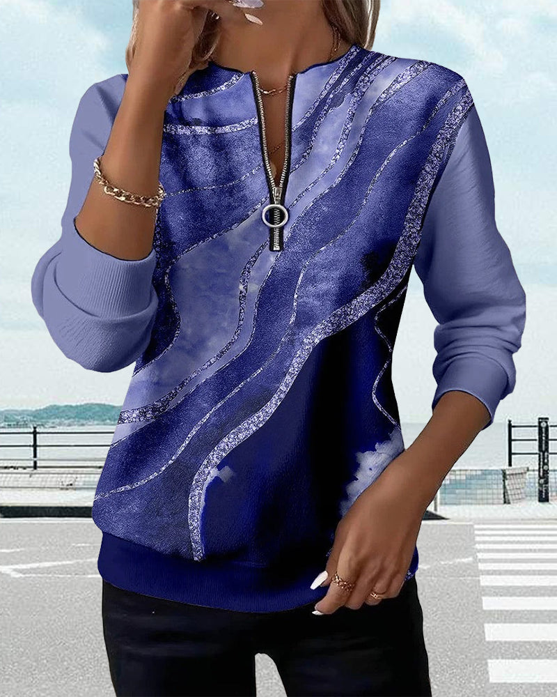 Josephine | Half-Zip Sweatshirt With Vintage Print