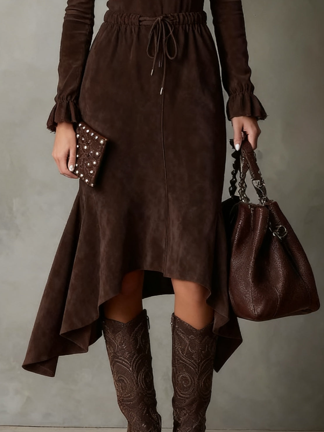 Lunori™ | Isla Suede Midi Dress