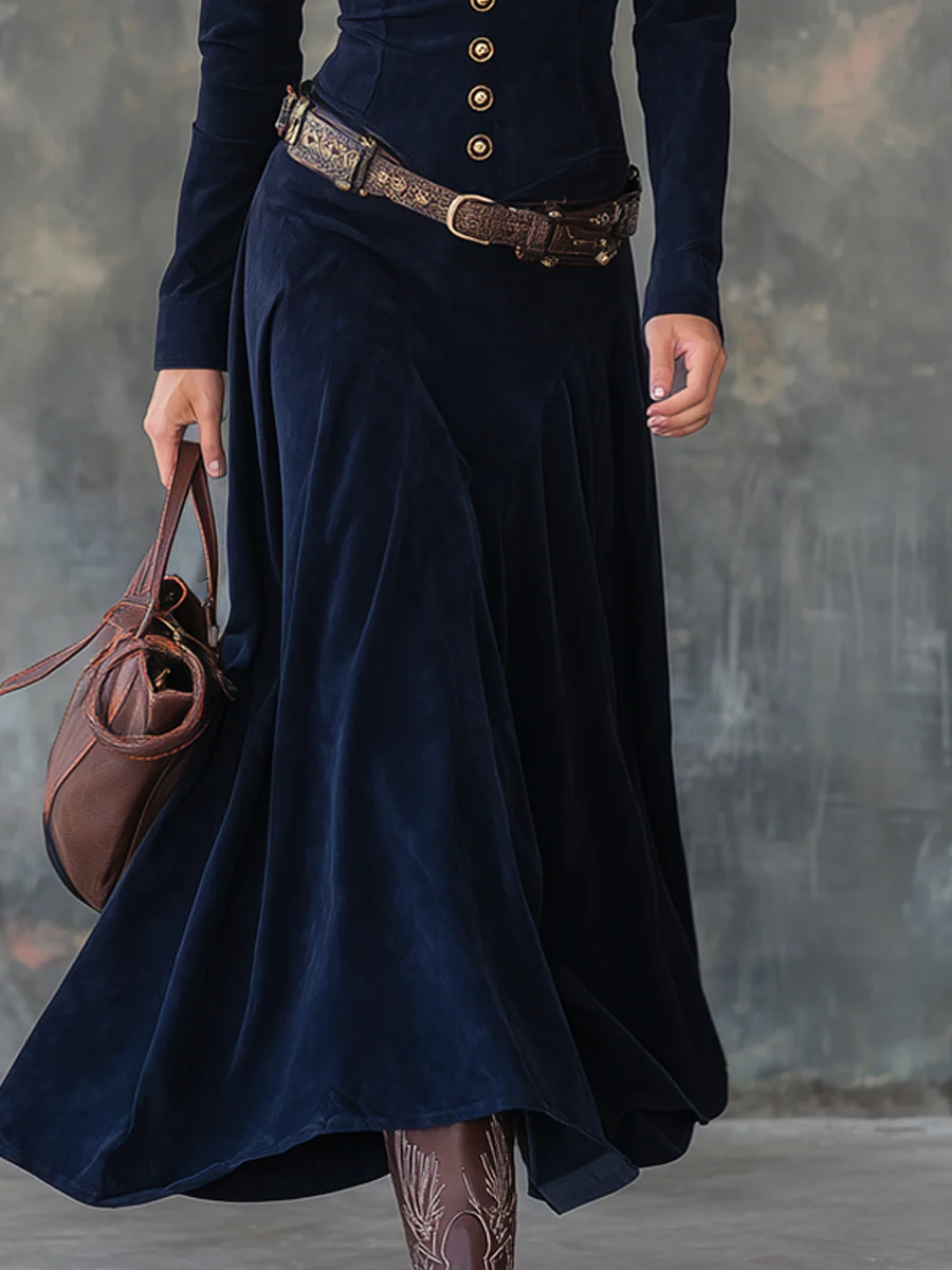 MILANA | Elegant Suede-Feel Maxi Dress