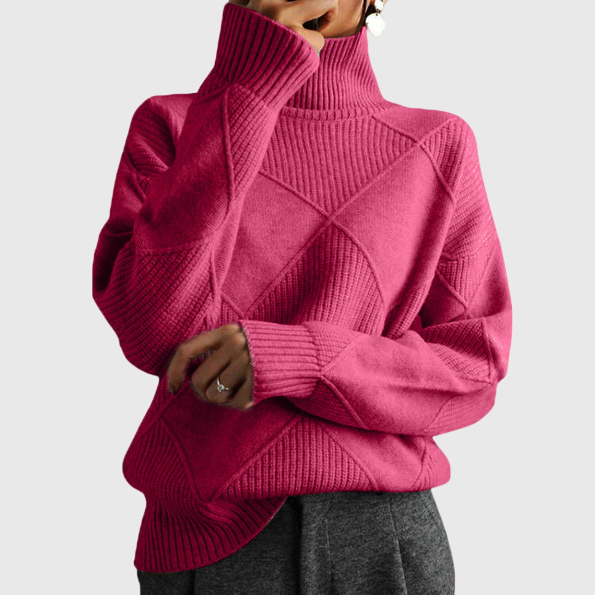 Angela - Modern Geometric Turtleneck Sweater