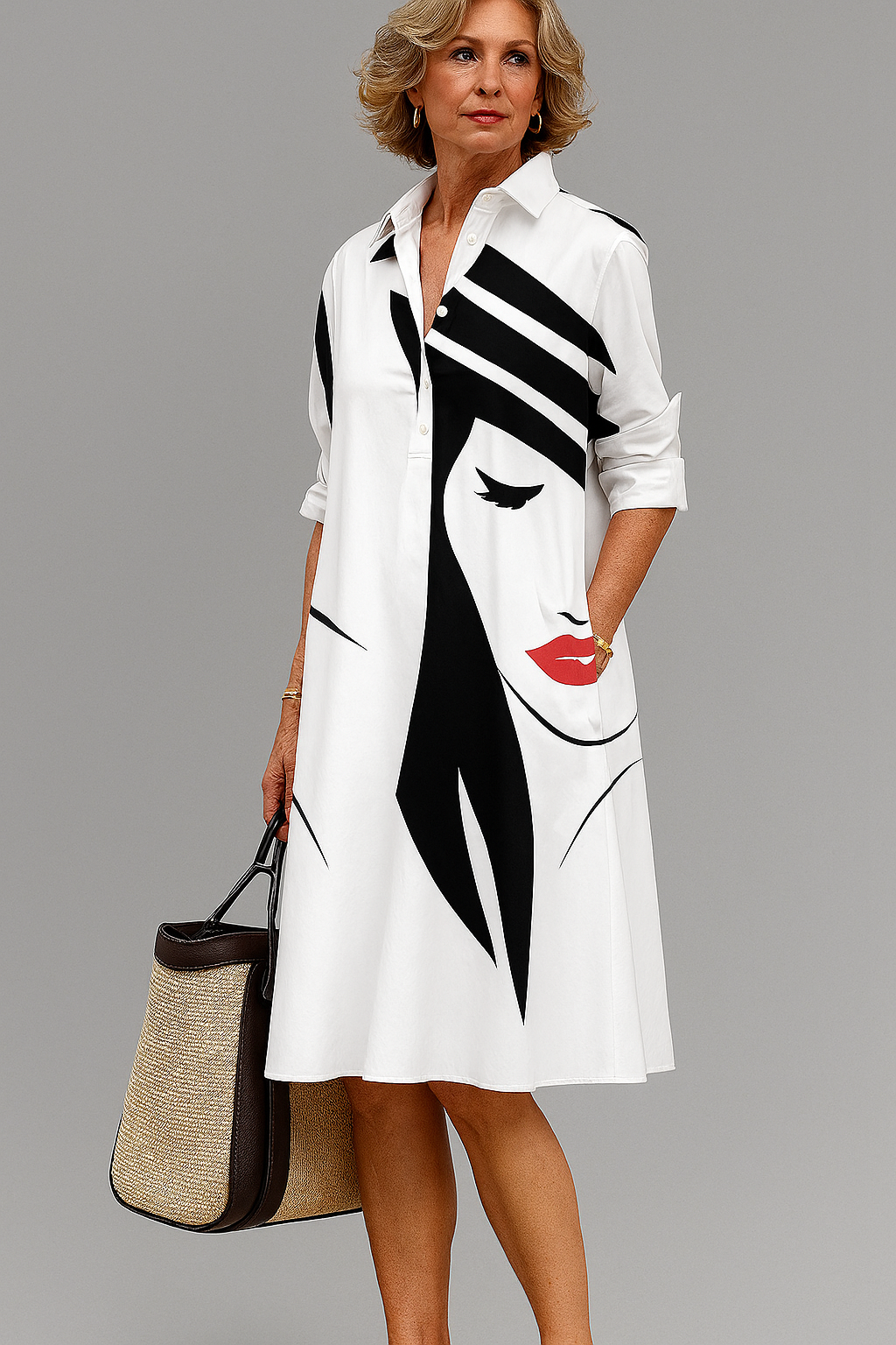 Seraphina™ – Artistic Print Shirt Dress